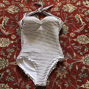 Sweet Secret Unique Striped Low Back Swimsuit